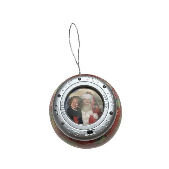 Light Up Photo Christmas Ornament Ball Battery Operated Red - Picture 1 of 4